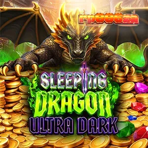 Tampilan visual naga emas di atas tumpukan harta dalam slot Sleeping Dragon Ultra Dark